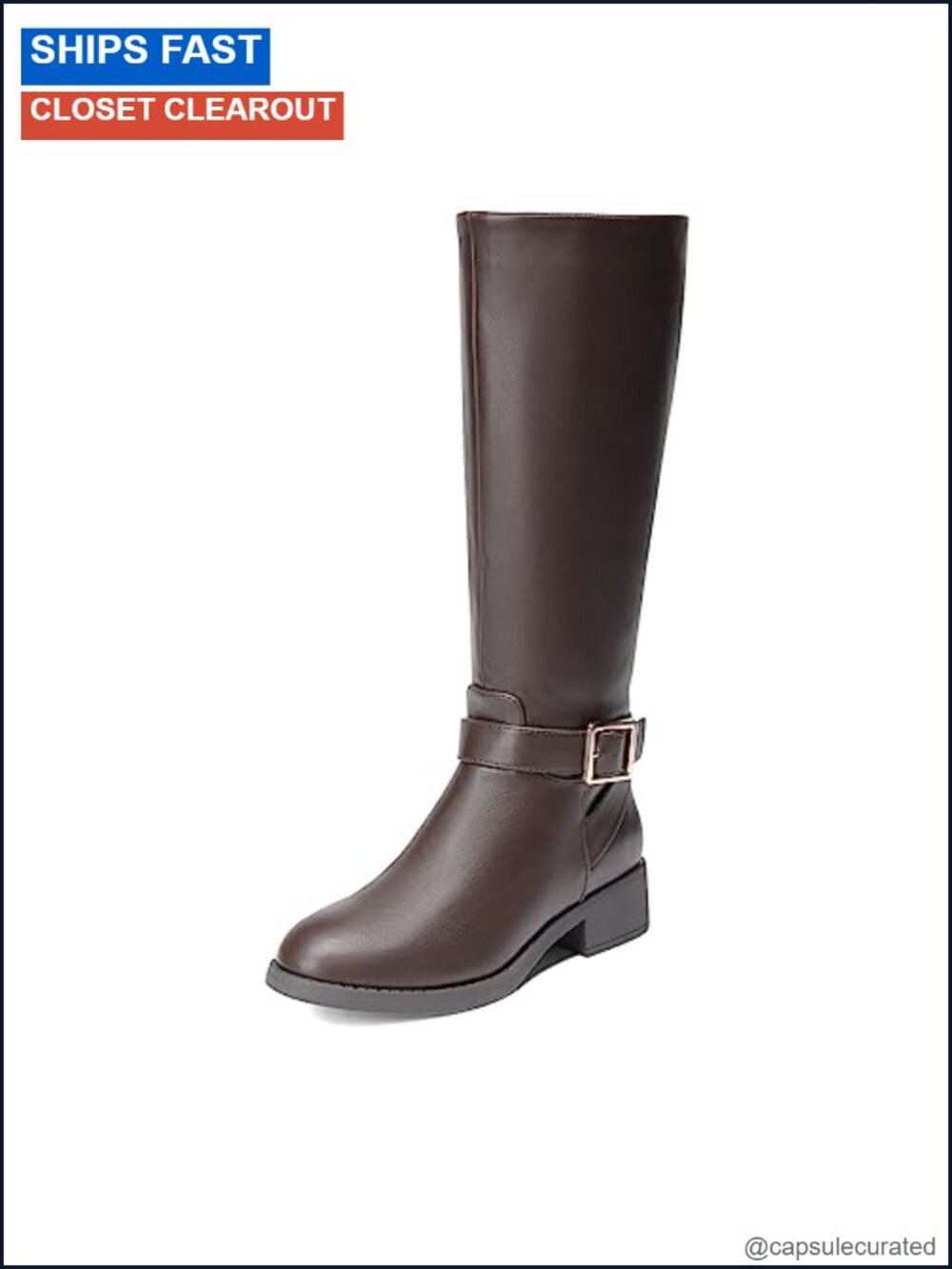 Women's Knee High Riding Boots Faux Leather Side Zipper